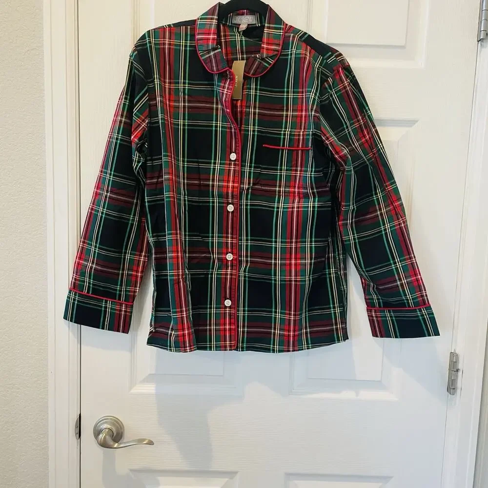 New J.Crew Womens Cotton Tartan Pajama Top Size S #72